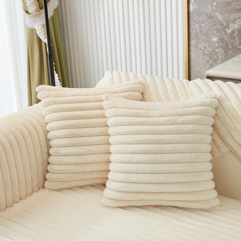 2025 Luxury Winter Sofa Cushion: Thick Rabbit Fur Plush, Non-Slip, Ideal for Solid Wood and Leather