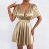 Women S Sleeveless V Neck Sexy Waist Tight Slim Summer Dress