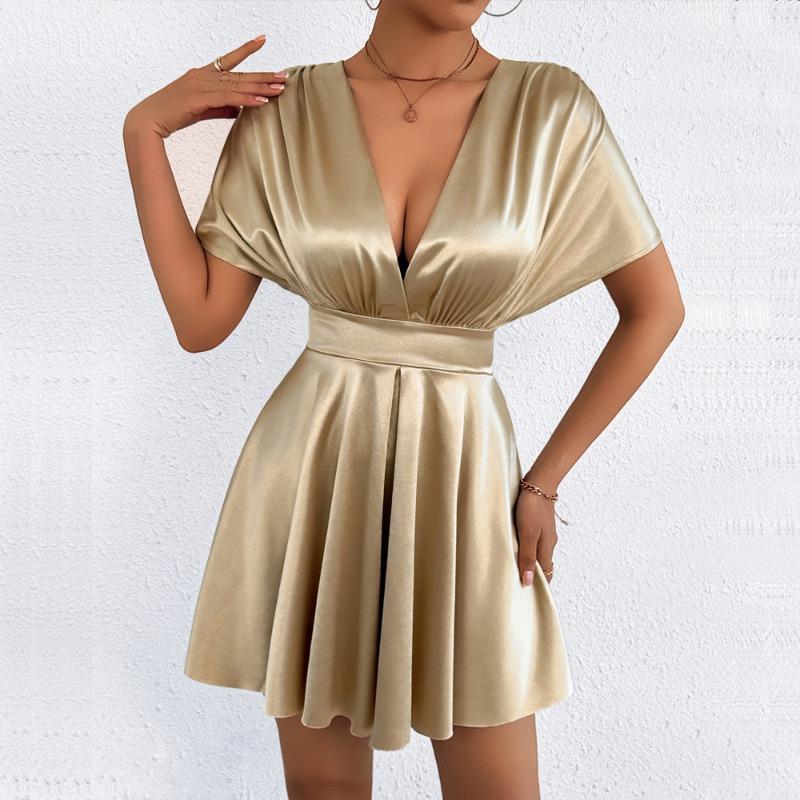 Women S Sleeveless V Neck Sexy Waist Tight Slim Summer Dress