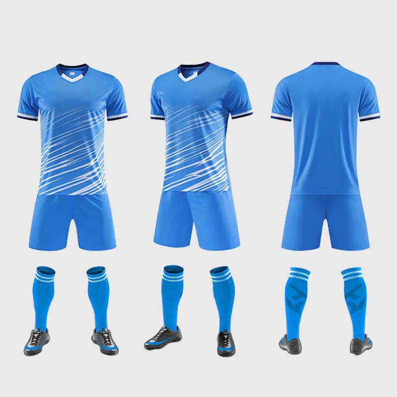 

Детский быстросохнущий дышащий футбольный тренировочный костюм из джерси - командная форма для мальчиков, впитывающая пот L светло-синий