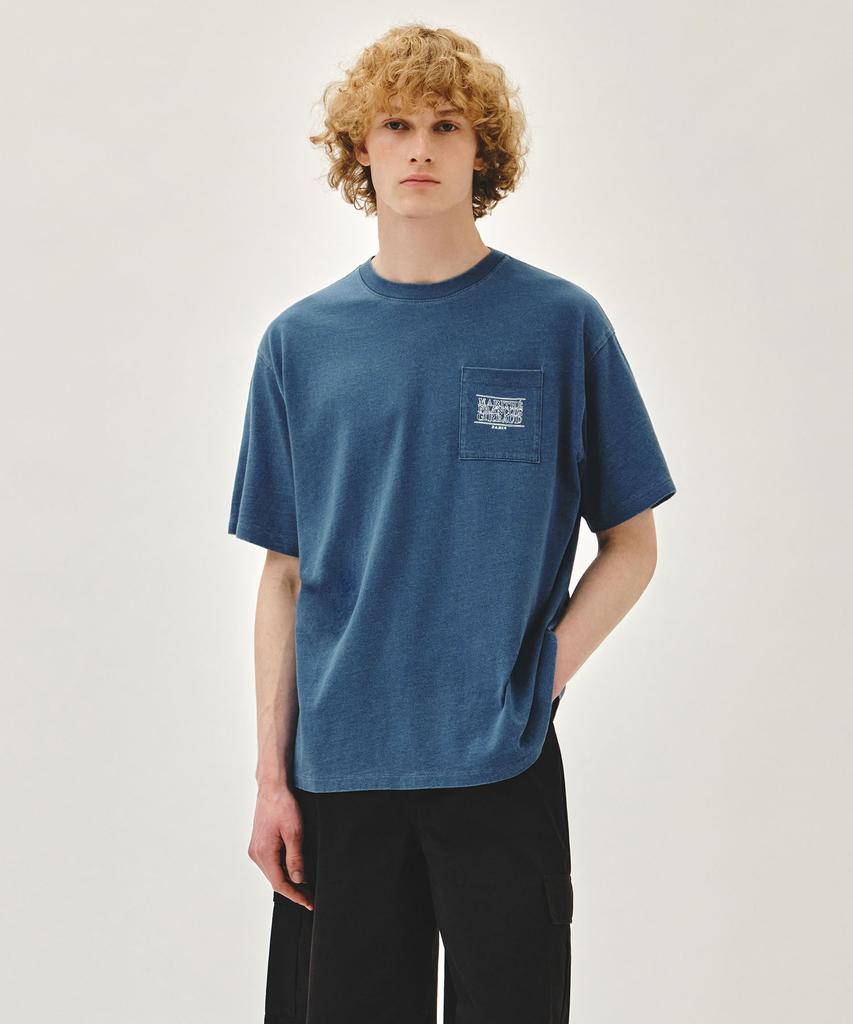 Malittepeulangsowajeobeo Doodle Classic Logo Pocket Tee Blue