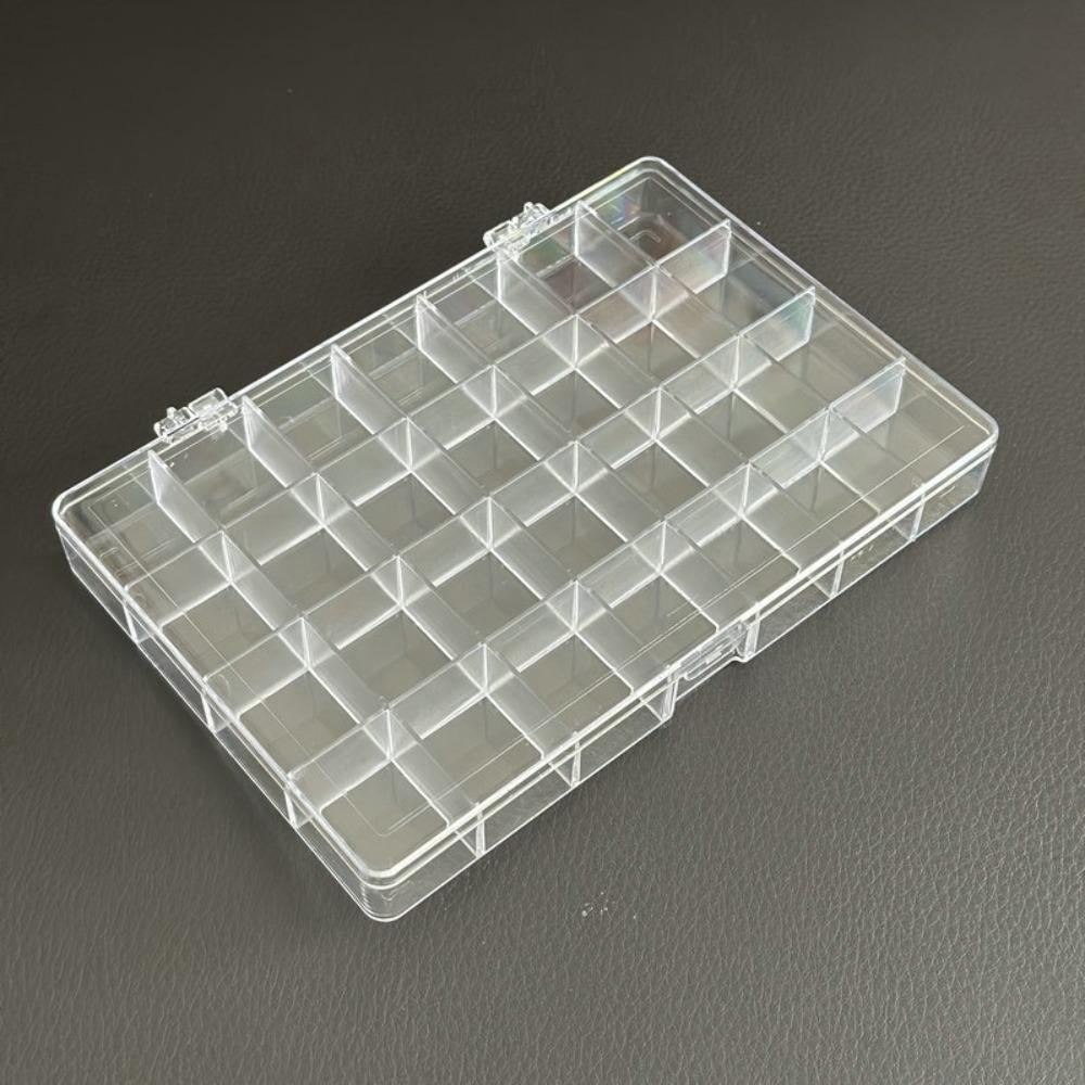 Clear Plastic 28 Grid Jewelry Box Durable Compartment Storage Box Tabletop Organizer Doll Display Case Earring Bead Container