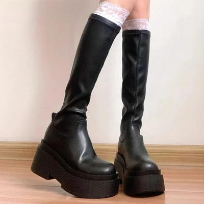 Platform Heel Knee High Boots Women Fashion Ladies Slip On Knight Long Boots Autumn Winter Women's Footwear