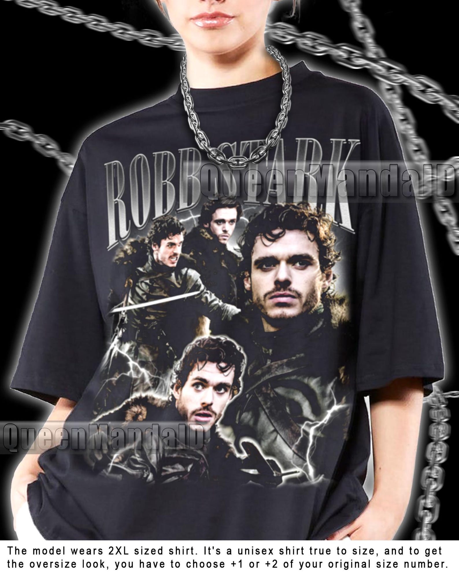 Robb Stark Shirt 90s Retro Fan T-Shirt, Unisex Movie Bootleg Style Tee SweaT-Shirt KUS25 4XL