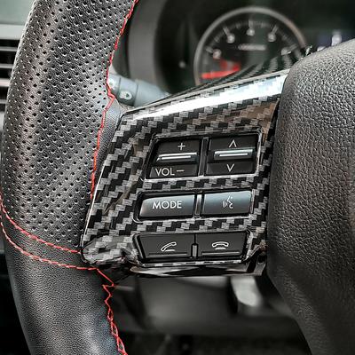 Couvercle décoratif de bouton de commande de volant de voiture, 1 paire, adapté à la voiture en Fiber de carbone Subaru Forester 2013 – 2015