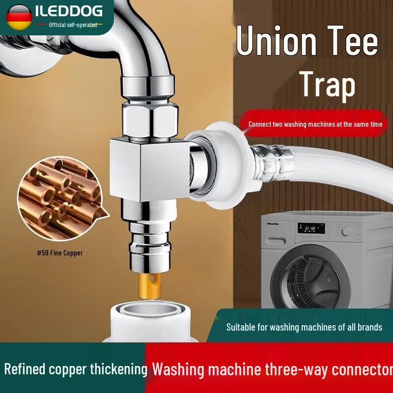 iLeddog All-Copper Washing Machine Faucet Diverter Valve Washing Machine Universal