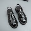 Fashion Men's Sandals 2025 Summer New Breathable Roman Casual Hollow Out Leather Shoes Plus Size Thick Bottom Hole Hole Shoes