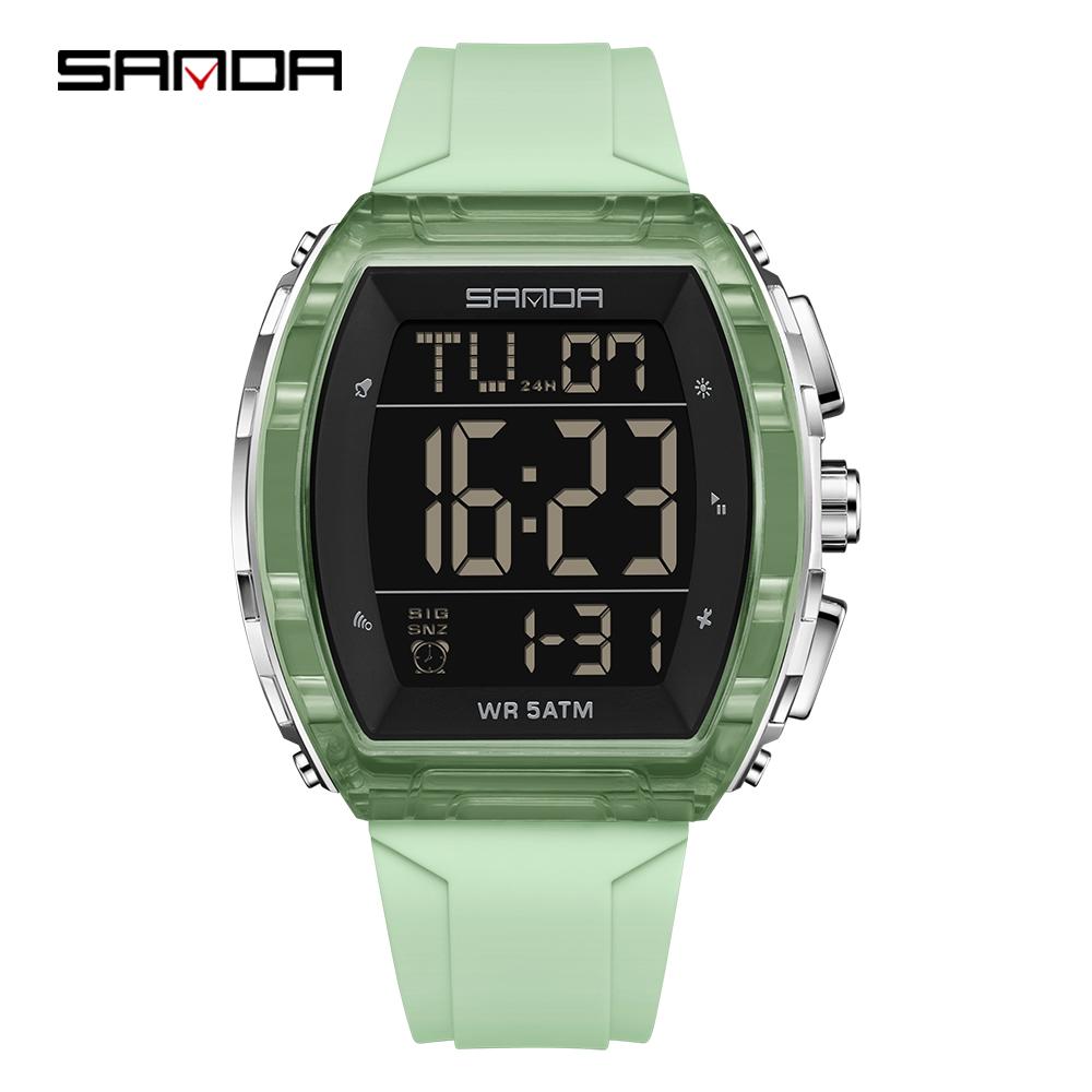 SANDA New 6286 Men's Electronic Watch Wine Barrel Shaped Multifunctional Waterproof LED Men's Electronic Watch
