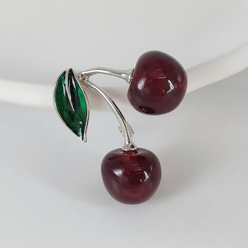 Spille Ciliegia Rosso Cristallo per Abbigliamento Donna Carine Spille Smaltate Frutta Cristallo Lega Versatili Gioielli per Feste Regali