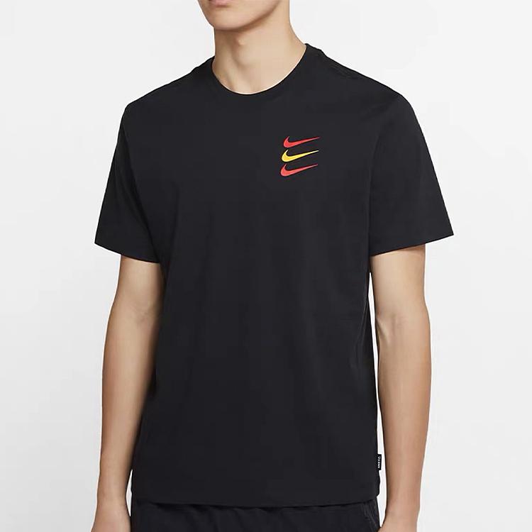 Nike F.C. Tricolor Swoosh Logo Soccer Short Sleeve Tee Men Tops Black CT8432-010