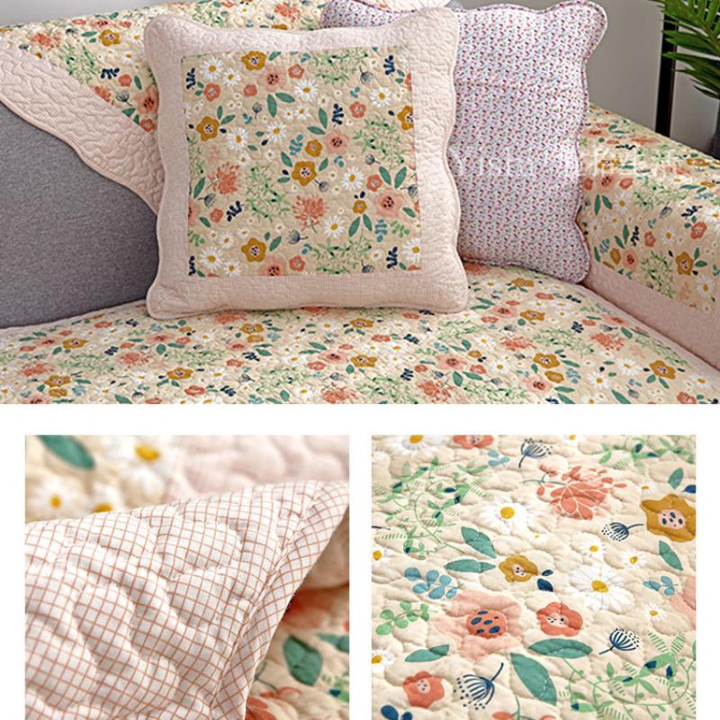 Yeni Kore Tarzı Pastoral Yastık Minder Yıkanabilir Pamuklu Patchwork Kanepe Matı Dört Mevsim Evrensel Yıkanabilir Kapitone Kanepe Örtüsü
