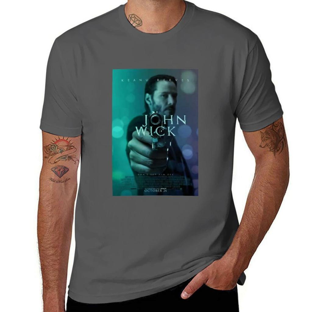 John Wick Actionfilm Po T-Shirt Stilvolles Grafisches Kurzarm Top