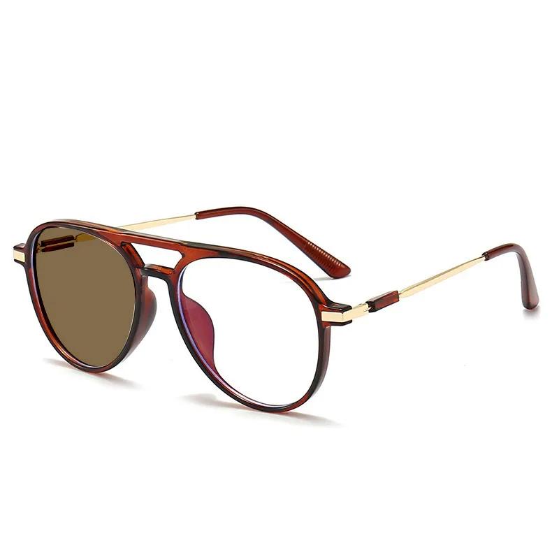 Men's Pochromic Reading Glasses Fashion Double Bridge Women Anti Blue Light Far Sight Eyewear Prescription Presbyopia Glasses