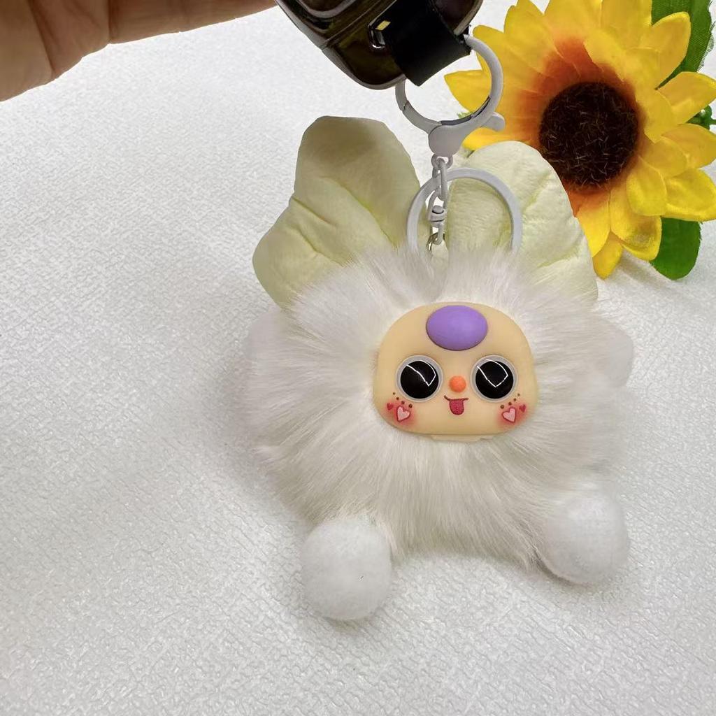 Adorable Fox Fur Pom-Pom Elf Doll Keychain Pendant