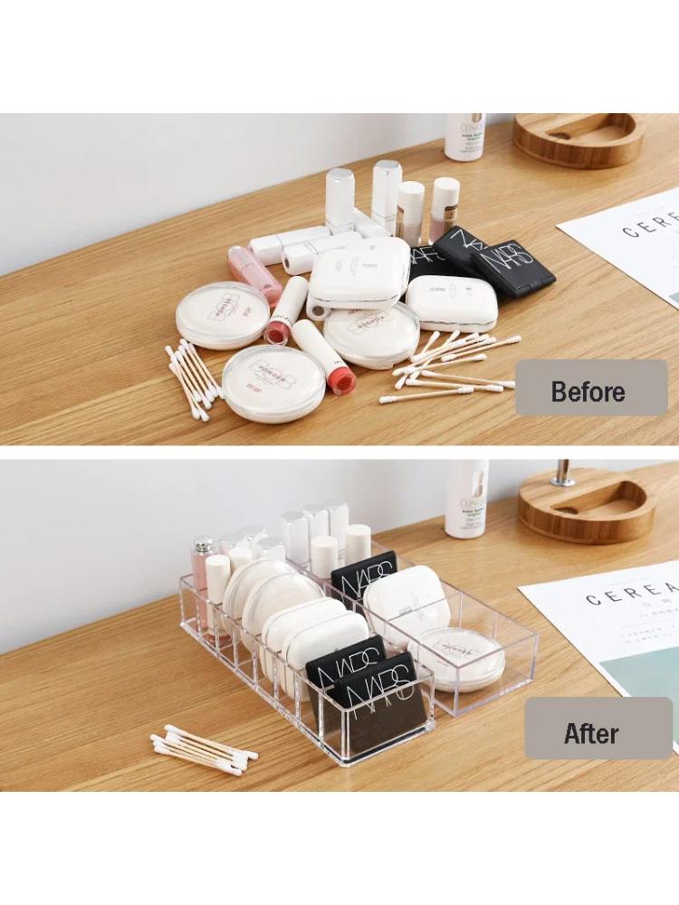 Transparent Acrylic Cosmetics Storage Box Makeup Holder Jewelry Make Up Organizer for Home Plastic Desk Organizers Storage Boxes
