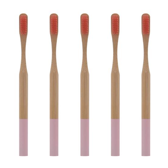 5 Stücke Runde Bambus Griff Home Reise Erwachsene Weichen Borsten Zahnpflege Zahnbürste Verkauf Waren
