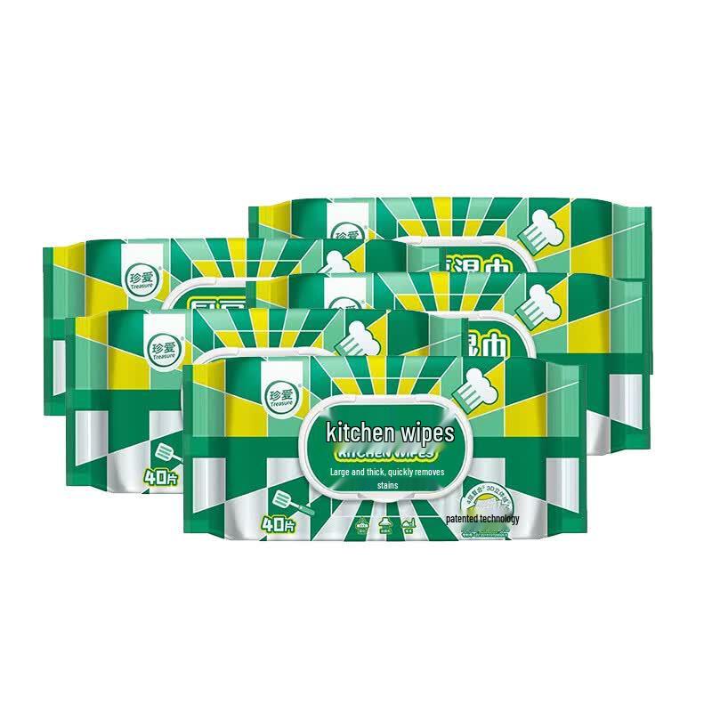 Zhenai Scented Kitchen Wet Wipes, 40 Sheets x 5 Packs