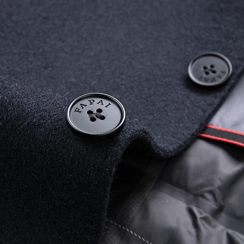 FAPAI Men's 100% Merino Wool Coat with Detachable Down Liner