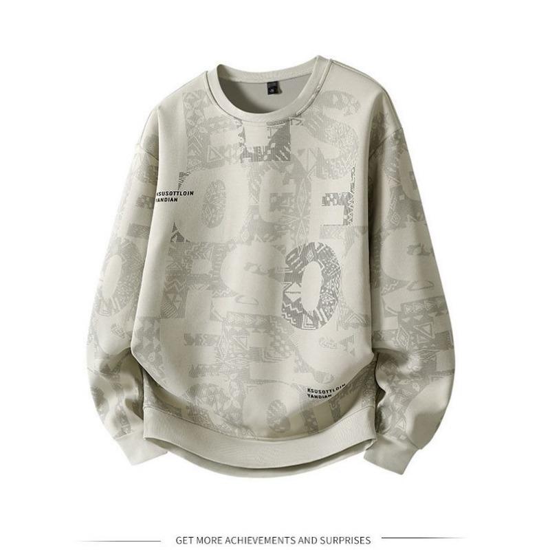 Letter Round Neck Sweatshirt Spring Autumn Trendy Casual New Versatile Long-sleeved Top Printed T-shirt