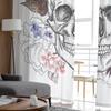 Skull Flower Pattern Tulle Curtains For Living Room Decoration Modern Chiffon Sheer Voile Kitchen Curtain