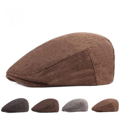 Herringbone Beret Men's Duckbill Hat British Style Forward Hat Middle-aged Elderly Forward Hats