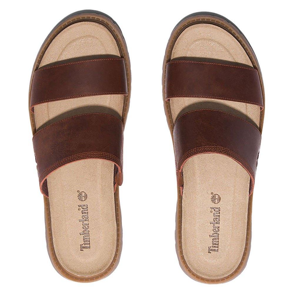 Timberland Clairemont Way Slide Sandals Leather Brown