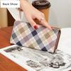2024 Getäfeltes Echtleder-Portemonnaie Buntes Plaid Lange Damen-Portemonnaies Hohe Kapazität Telefon-Clutch-Taschen für Damen-Geldbörse
