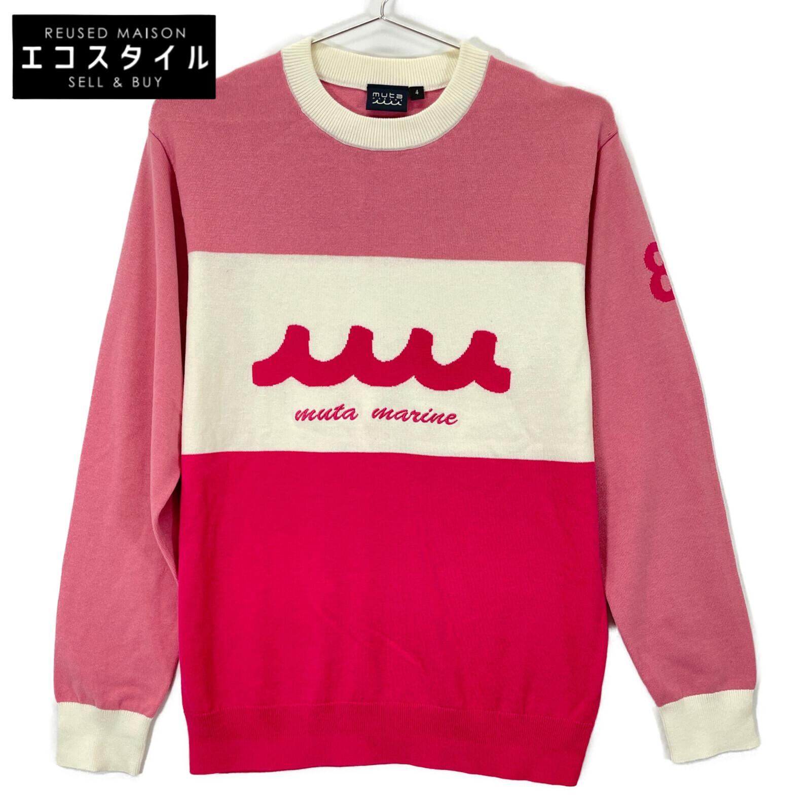 

muta Пуловер с розовой панельной каймой Трикотажные топы 4 Розовый белый Б/у