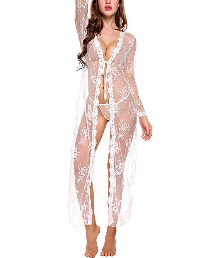 European and American Style Lace Mesh Transparent Nightdress