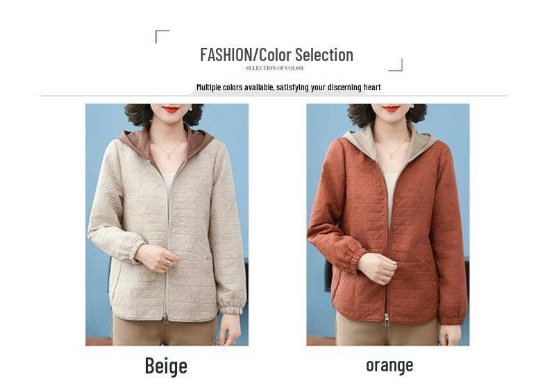 Stilvolle Herbst-Kapuzenjacke für Mütter - Vielseitige Frühjahrs- & Herbst-Freizeitkleidung für Frauen mittleren und höheren Alters