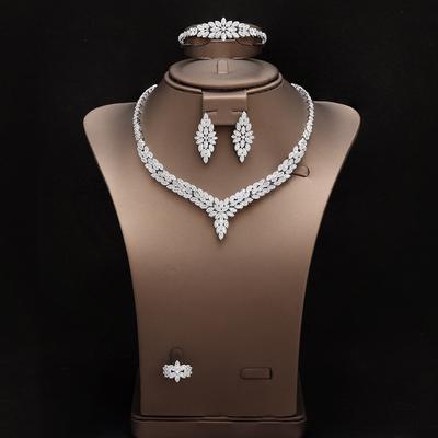 White Gold Plated Wedding Jewelry Set Wedding Bridal Party Necklace Jewelry Sets Fashion Women Accessories