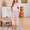 Women's Casual Printed Round Neck Loose Fit Short Sleeve T-Shirt and Set