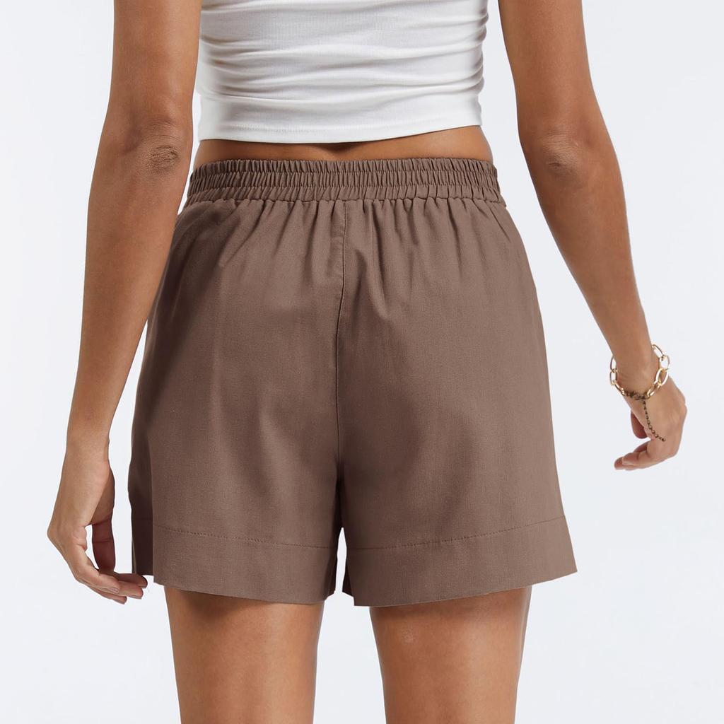 Women's Casual Fashion Linen Shorts With Pockets