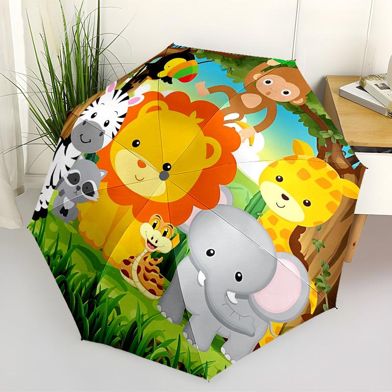 

1pc Jungle Animals Automatic Open/Close Umbrella, Folding Compact Umbrella with Lightweight Design for Women/Menyy251028194