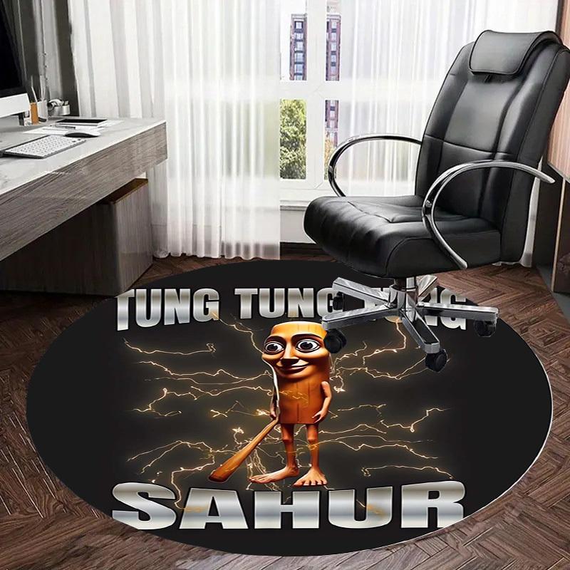 1pc Tung Tung Sahur Round carpet, Made of Polyester,Perfect for Decorating Office Chairs, Living Rooms,Vibrant Decorative Rug