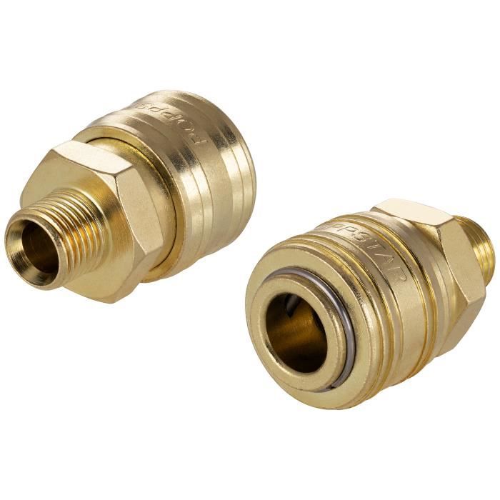 2x Raccord Rapide Pour Air Comprimé DN 7,2 Avec Filetage Extérieur 1/4 Pouce