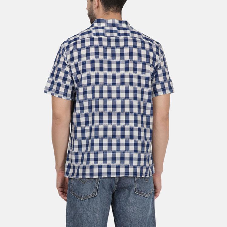 Levis Color Block Plaid Comfortable Short Sleeve Shirt Men shirts Blue White 72625-0089