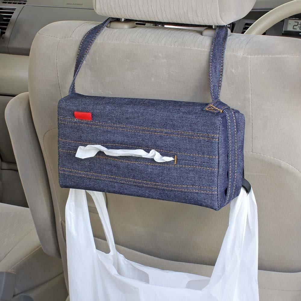 NAPOLEX Light Fizz LF-147 Denim Car Tissue Box Cover with Hanging Strap