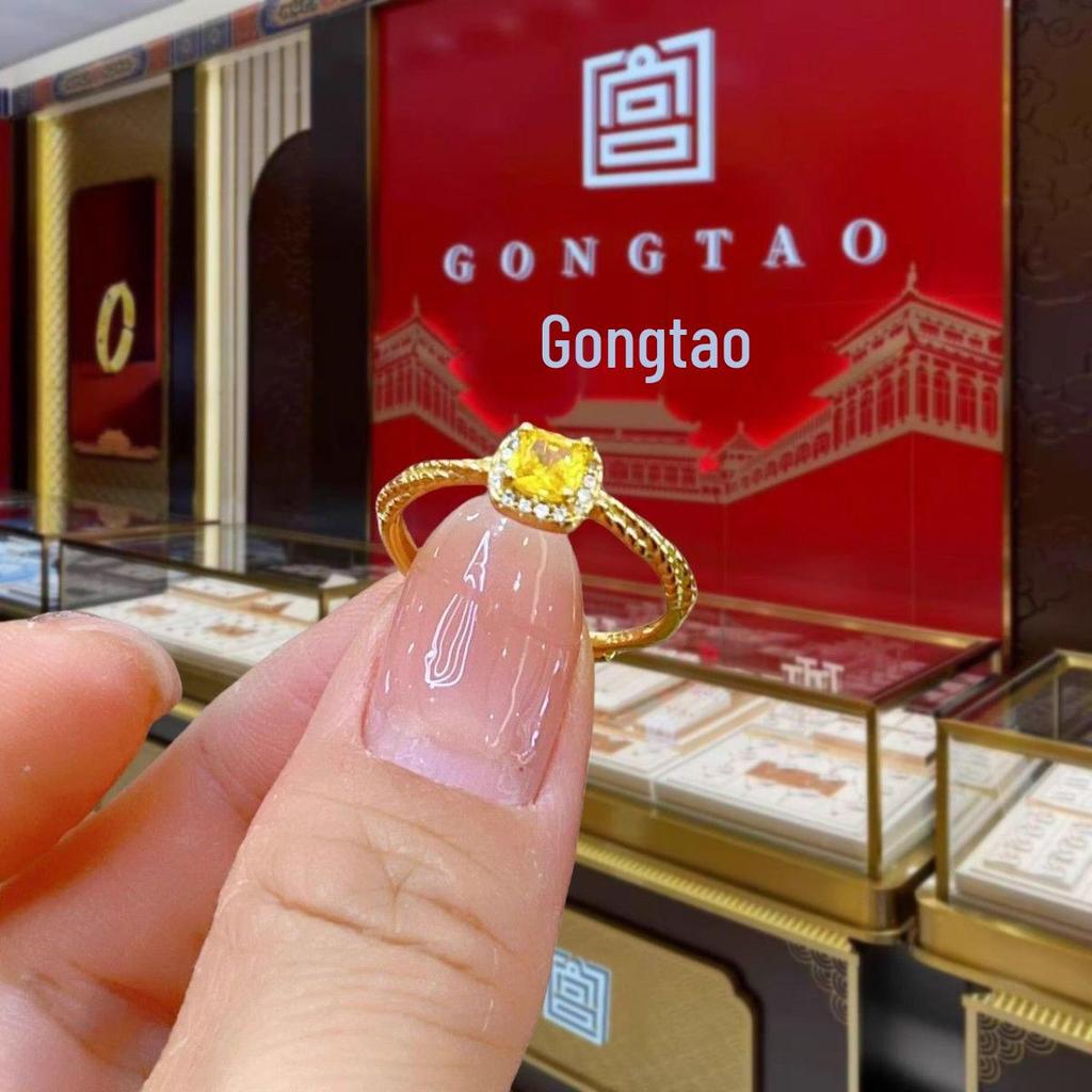 999 Pure Gold Open Square Ring with Sterling Silver Accent - Elegant Valentine's Day Gift for Her