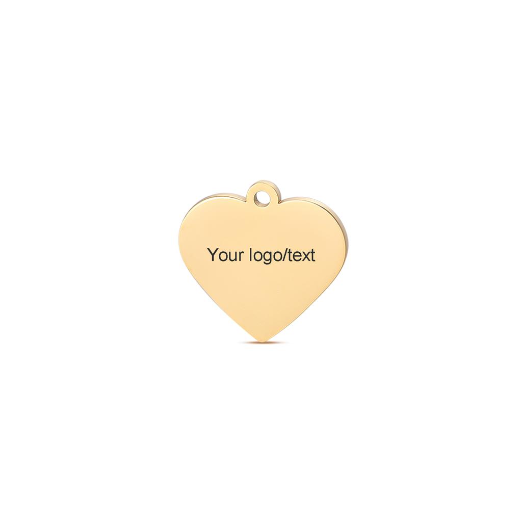 Wholesale 5pcs/lot Polished Stainless Steel Heart Tags Charms for DIY Jewelry Making Personalized name logo disc