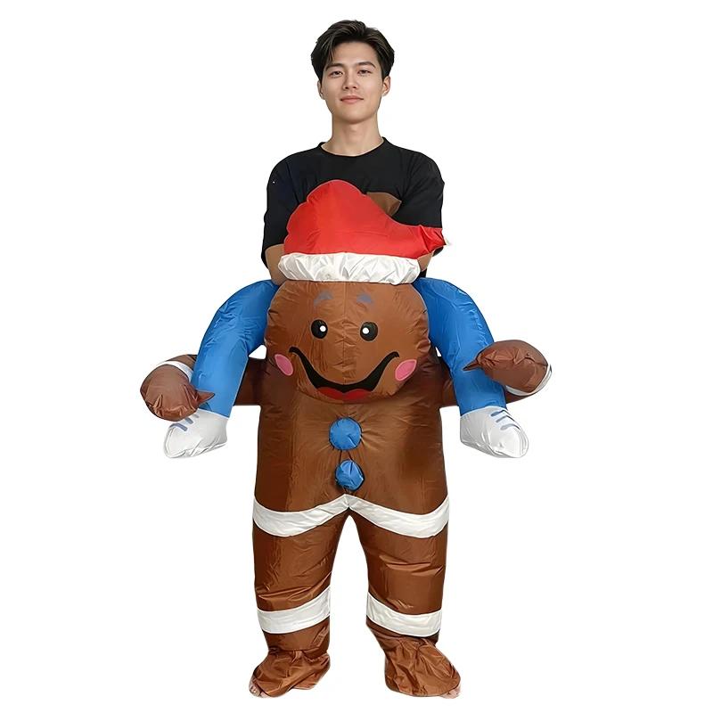 Xmas Funny Inflatable Costumes Gingerbread Snowman Woman Halloween Carnival Party Suit Special Use Role Props Clothing