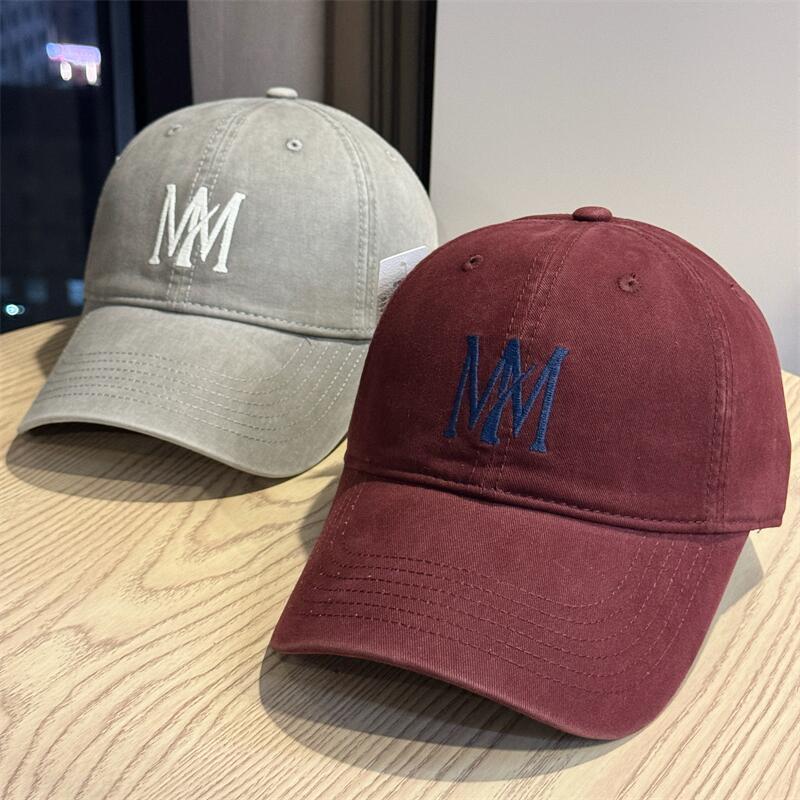 Autumn Personality Casual Versatile M Letter Embroidery Soft Top Wide Hat Cover Skinny Baseball Cap Children's Autumn and Winter Cap
