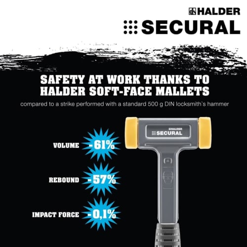 Rohmheld HALDER Shockless Recoilless Securial Hammer, Polyurethane (Yellow), 30x40mm Diameter, 3380.040