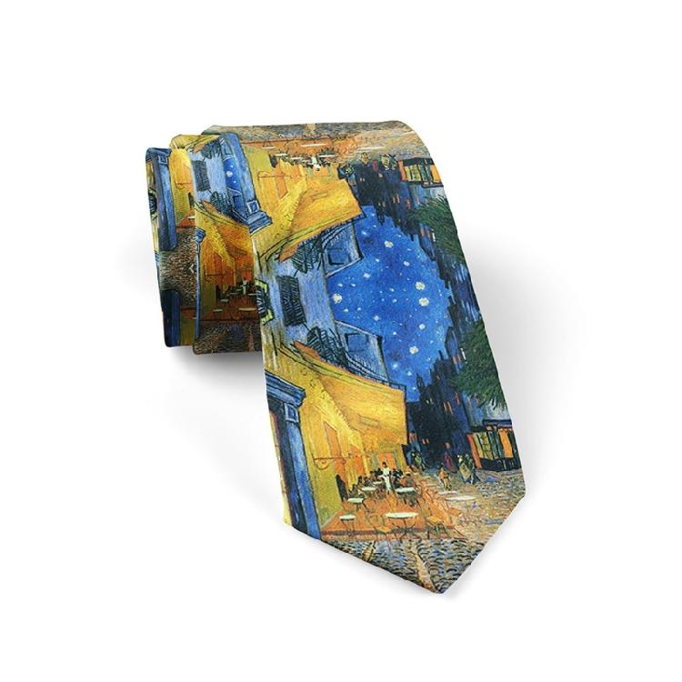 Fashionable Vintage  Oil Painting Print Tie For Men and Women Silk Fabric Comfortable Long Tie 13 Unique Patterns