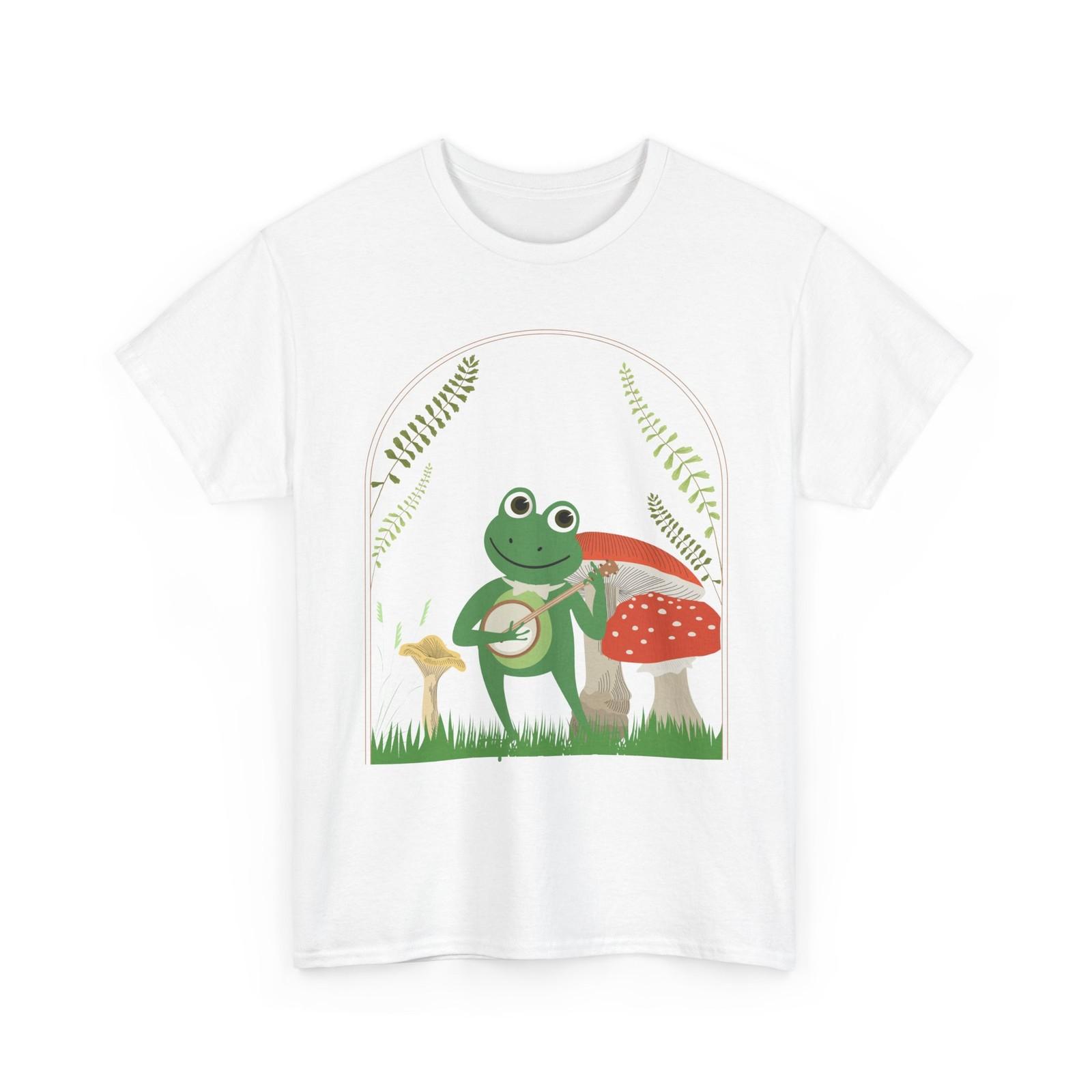 Mushroom Kawaii Frog Guitar T-Shirt, Mushroom Mycology Lovers Men Shirt XXXL