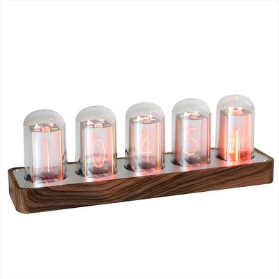 ClocTeck Nixie Tube Clock Sync 16 Million Colors Retro Modern Wooden Digital Clock Wi-Fi & Customizable,