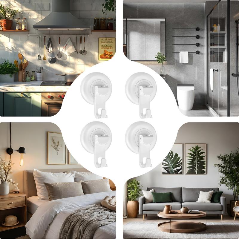 Heavy Duty Suction Cups Hooks 4pcs Waterproof No-Drill Storage Organizer Towel Hanger Bathroom Accessories for Wall Window Glass