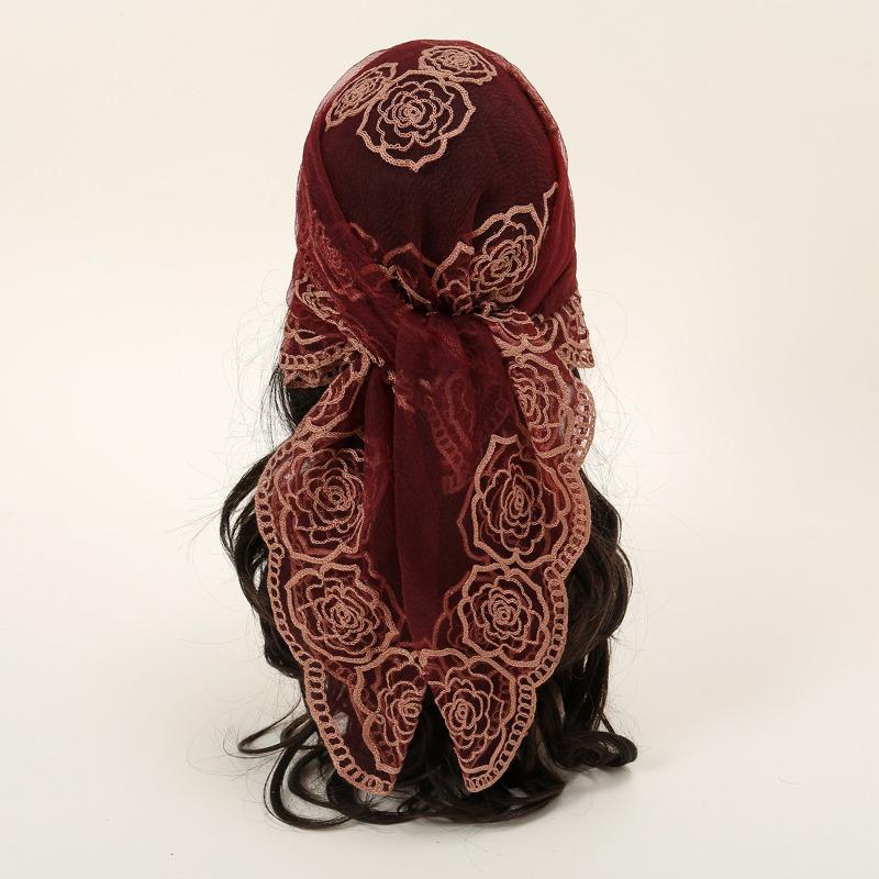 * CM Popular Embroidered Square Scarf Decorative Silk Scarf Fashionable Versatile Rose Bag Headscarf