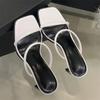 Fashion Eilyken Women Slipper Fashion Open Toe Slip On Ladies Sandals Elegant Square Heels Party Dress Slides Summer Shoes