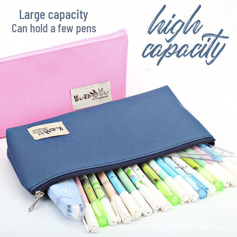 Large Capacity Dirt-Resistant Canvas Pencil Case for Boys - Simple, Lightweight, and Fashionable